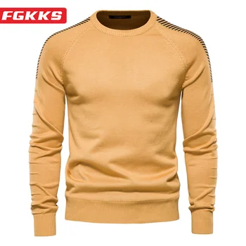 Повседневный свитер FGKKS 2023, Мужской Кардиган с круглым вырезом, Хлопковый топ, Высококачественный дизайн, Горячая уличная одежда, Повседневный свитер Для мужчин