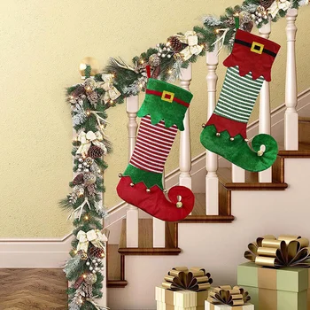 Рождественский декор из 2 предметов, Рождественский чулок, Рождественские носки, подвеска в виде елки из полиэстера, фестиваль