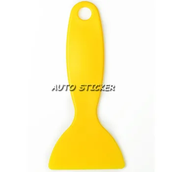 1000 шт./лот, желтая ручка из АБС-пластика, Скребковые лопаты для автомобиля, наклейка на виниловую пленку, размер упаковки 13,5 см * 6 см