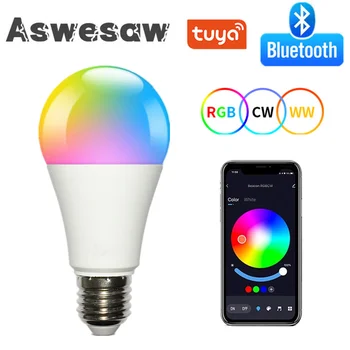 Беспроводная Bluetooth 4,0 Умная Лампа Tuya APP Control С Регулируемой Яркостью 15 Вт E27 RGB + CW + WW Светодиодная Лампа Для Изменения цвета, Совместимая с Android/IOS