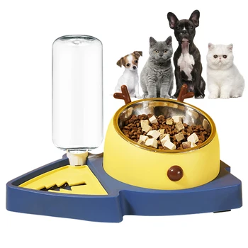 Миска для домашних животных Автоматический питьевой фонтанчик, миска для кормления кошек и собак, миска для питьевой воды, миска для кошачьего корма, кормушка в форме лося из нержавеющей стали