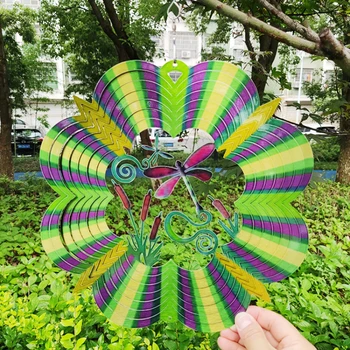 Птица, стрекоза, бабочка, вращающиеся ветряные колокольчики, 3D трехмерные металлические цветные ветряные колокольчики, украшения для дома и сада