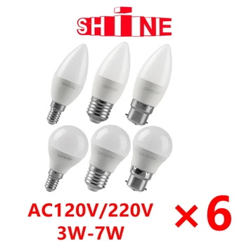 6 ШТ. Светодиодные лампы Энергоэффективные G45 C37 E14 E27 B22 3 Вт 5 Вт 6 Вт 7 Вт AC230V AC110V Светодиодные лампы для гольфа Для Украшения дома