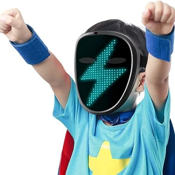 Светодиодная маска для малыша, воспринимающая жесты, Маска-трансформер, светящаяся маска для лица на Хэллоуин, День рождения и маскарадную вечеринку