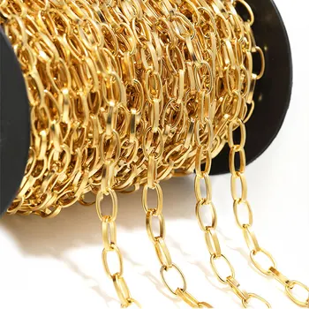 Овальная цепочка с золотым покрытием из нержавеющей стали Длиной 1 метр Для изготовления ювелирных изделий, сумка 