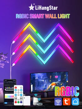 Светодиодный умный настенный светильник RGBIC Ambient Night Light WIFI APP Синхронизация музыки DIY Световая панель для ТВ Спальни Украшения игровой комнаты