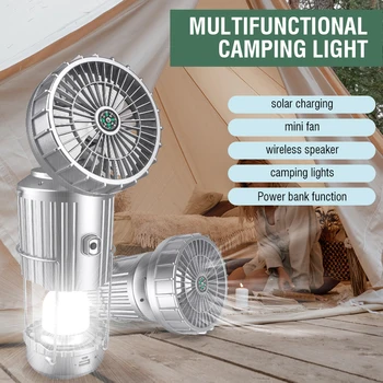 Светодиодный фонарь BORUiT, Портативная походная лампа с вентилятором, Солнечная зарядка, USB, Перезаряжаемые Аварийные огни, Палатка, лампа для приключений на открытом воздухе