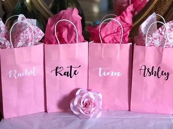 Персонализированные имена розовые свадебные подарочные пакеты с предложением подружки невесты на заказ, сумки для девичника, декор для свадебного душа