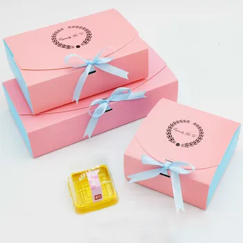 100 шт Свадебная подарочная коробка Подарок для вечеринки Коробка из крафт-бумаги для еды Упаковка конфет Печенья Коробки для тортов Упаковка с лентой