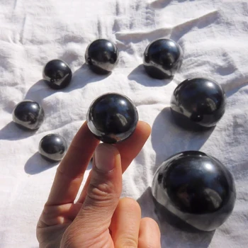Минераали 4,5 см, сфера из натурального шунгита, Круглый шар, украшение для домашнего Декора, Кристалл, Исцеляющий Черный драгоценный камень От ЭМП, анти-излучение