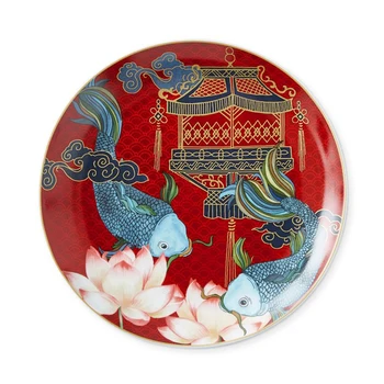 Роскошная высококачественная керамическая тарелка с драконом и фениксом в китайском стиле, Фруктовая тарелка, Домашняя тарелка, Декоративная тарелка, Набор тарелок