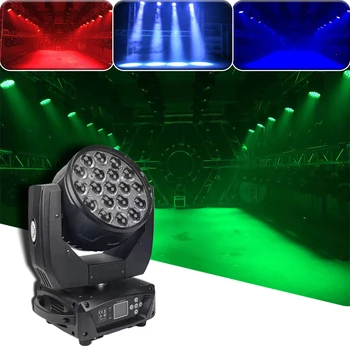 Новый 19x15 Вт 0SRAM RGBW DMX LED Wash Zoom Движущийся Головной светильник Вспомогательный ленточный Проектор Для DJ Дискотеки, Вечеринки, Сценического Бала, Свадебной Вечеринки