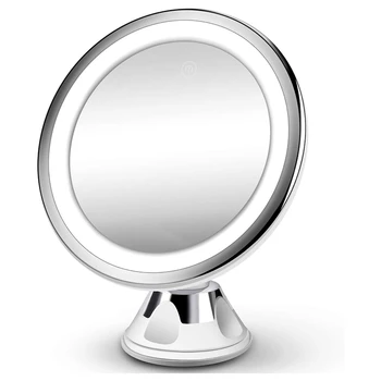 Увеличительное зеркало для макияжа с подсветкой в 10 раз - Обновленное косметическое зеркало с 3 цветами и 28 светодиодными лампами, HD-управление нажатием