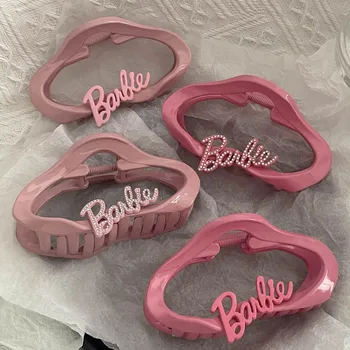 Прекрасная Розовая заколка для волос Barbie с заколкой сбоку и челкой, заколка для волос с надписью Barbie, аксессуары для коллекции ювелирных изделий, подарок