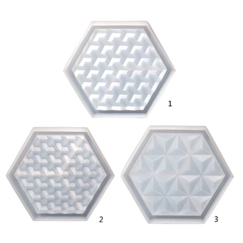 Кристаллическая эпоксидная смола 4XBF Gemeotric с шестигранной подставкой, Зеркальная Силиконовая форма для посуды, Форма для литья под давлением из смолы, бетона, цемента
