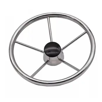 Надежное рулевое колесо из нержавеющей стали серебристого цвета, защищенное от ржавчины, Универсальное морское рулевое колесо с 5 спицами, прямая замена