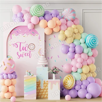 123 шт. Пастельных конфетных воздушных шаров, комплект для гирлянды и арки, Радужные воздушные шары из Макарон для детского душа, свадьбы, Дня рождения для девочек