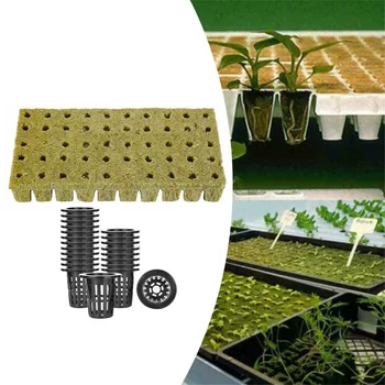 50 Комплектов Кубов с сетчатыми горшками для Гидропоники, выращивания в Аквапонике, Вертикального выращивания овощей в саду, без почвы, Чистый горшок