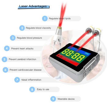Медицинские лазерные часы Для Лечения Высокого Кровяного давления Лазерные Терапевтические Часы для Иглоукалывания Вязкость крови Улучшенный кровоток