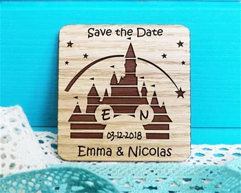 персонализируйте имена, сказочные свадебные деревянные магниты, сохраните дату, сувениры для свадебного душа, корпоративные подарки, приглашения