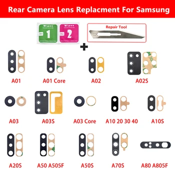 100% Оригинальная Задняя Стеклянная Крышка объектива камеры Заднего Вида С Клеем Для Samsung Galaxy A01 A03 Core A02 A02S A03S A10 A20 A30 A40 A50