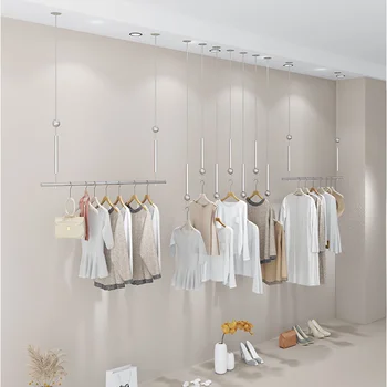 Подвесная вешалка на стене стеллажа для выставки товаров магазина женской одежды из нержавеющей стали для волочения проволоки