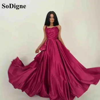 Вечерние платья SoDigne в Арабскую складку Для Свадебной вечеринки 2023, Атласное вечернее платье для выпускного вечера в Дубае, расшитое бисером, Женское вечернее платье
