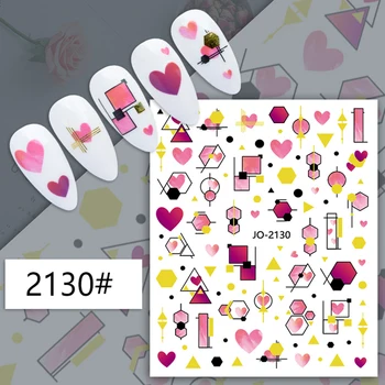 1 шт. Красочные Наклейки для дизайна ногтей в форме Сердца, Абстрактные Буквы, Геометрические Узоры, 3D Наклейки для ногтей, Украшение для ногтей, Пресс на ногтях
