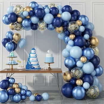 98 шт. синяя тематическая ночная синяя металлическая золотая цепочка с воздушным шаром, мужское сокровище, украшение для вечеринки по случаю 100-летия, арка с воздушным шаром, набор для душа ребенка