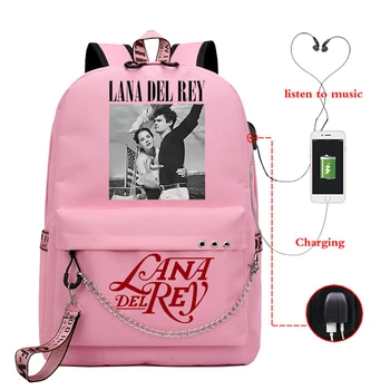 Школьный рюкзак Lana Del Rey Kawaii, Школьный рюкзак для студентов Колледжа, Рюкзак Для Девочек, Рюкзак Lana Del Rey, Сумки для Зарядки через USB