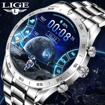 Роскошные умные часы LIGE 2022 Для мужчин, Совершающих звонки, Полноцветный экран, Водонепроницаемые Умные часы, Спортивные часы для фитнеса, трекер Для Android IOS