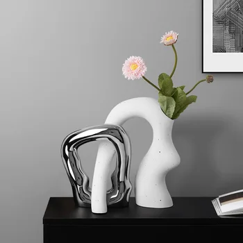 Креативная керамическая ваза специальной формы, абстрактное искусство, цветочный горшок, бутылочка для хранения цветов, современные украшения для гостиной
