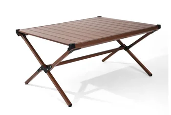Алюминиевый походный стол на колесиках, темно-коричневый складной стол mesa desk настольные столики
