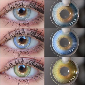 UYAAI 2шт В год, Цветные линзы, Цветные линзы для глаз, Цветные контактные линзы, Синие Линзы, Контактные линзы Для глаз, Косметические Зрачки