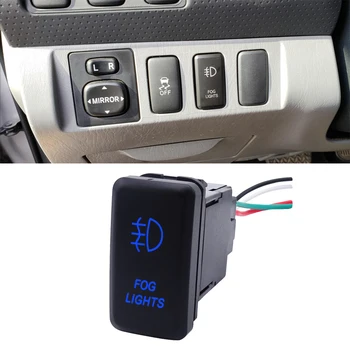 Кнопочный выключатель Wsen с Символом включения-выключения синей подсветки противотуманных фар с Комплектом соединительных проводов Подходит для Toyota Tacoma Tundra 4Runner Hilux