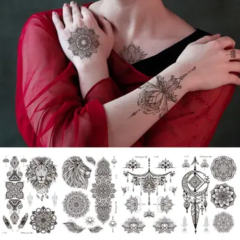 Сделай сам Свадебную Индийскую Цветочную Татуировку Ручной Работы Хной Черные Наклейки с Татуировками Наклейка для Боди-арта Временная Татуировка