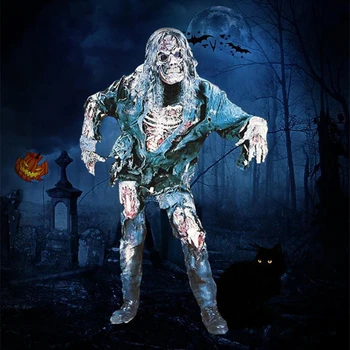 Хэллоуин Призрак Косплей костюм для взрослых Ужас Зомби Полное покрытие тела Комбинезон Маскарадное маскарадное платье украшение для вечеринки на Хэллоуин