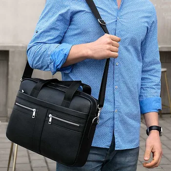 Мужская сумка Luufan из натуральной кожи, Мужской деловой портфель, 14-дюймовая сумка для ноутбука, сумки-мессенджеры из натуральной кожи, Мужская дорожная сумка-тоут