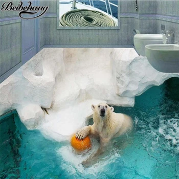beibehang Изготовленная на заказ водонепроницаемая напольная картина новый 3D напольный игровой мяч белый медведь напольная пленка для гостиной спальни картина