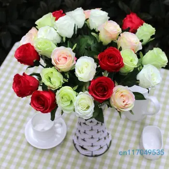 6 Стволовых красивых искусственных цветов, Шелковые розы, свадебные украшения для дома, доступно 6 цветов F194