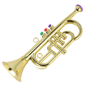 Труба 3 Тона, 3 цветных ключа, имитация Игры, мини-музыкальные духовые инструменты для детского Дня рождения, игрушка