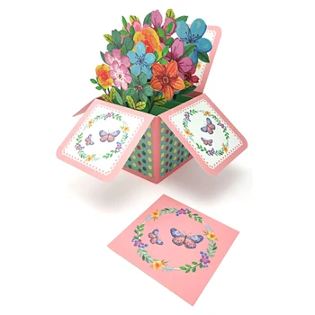 10 комплектов поздравительных открыток с тропическим цветением на День рождения, 3D всплывающий букет Бумажных цветов, Свадебное украшение, подарок на годовщину