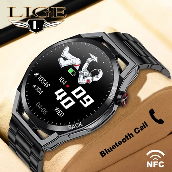 LIGE Bluetooth Call Смарт-Часы Спортивный Фитнес-Трекер Смарт-Часы С Будильником сердечного ритма Водонепроницаемые Умные Часы с Полным Касанием NFC