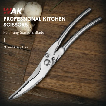 WAK Профессиональные Кухонные Ножницы Из Прочной куриной Стали Без костей Для резки мяса и овощей