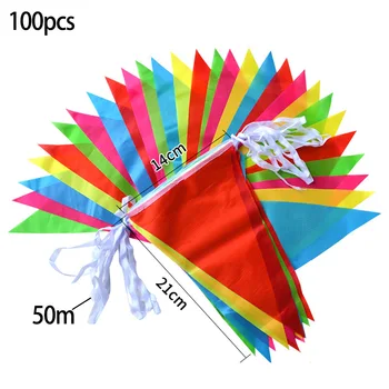 Овсяные Треугольные флаги 100 Флагов 50 Метров Баннер Вымпел Легко моется Большой 14*21 см Наружный декор Абсолютно новый