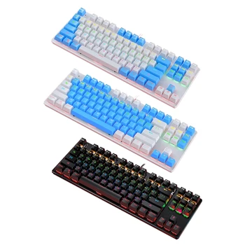 Механическая Игровая клавиатура Universal K400 87-key Blue Switch Keyboard USB Проводная с RGB Подсветкой для ПК/Ноутбука Водонепроницаемая