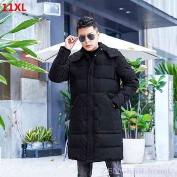 Зимний пуховик, мужская куртка средней длины, плотные куртки для тепла и отдыха для мужчин 10XL 11xl 12xl 13xl, белое пальто для мужчин