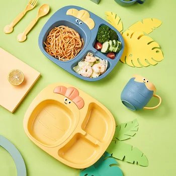 Новый креативный детский набор посуды из сетки для мальчиков и девочек, Милые формы, Овощи и фрукты, Домашние нескользящие чашки для малышей