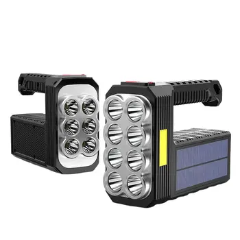 8 светодиодов Солнечный портативный прожектор с боковым прожектором USB Аккумуляторная батарея для патрулирования, разведки, аварийного освещения