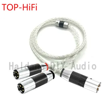 TOP-HiFi 7n-OCC Посеребренный Карбоновый 4pin XLR Штекер к двойному 2x3pin XLR Сбалансированному штекерному аудиокабелю-адаптеру XLR к XLR